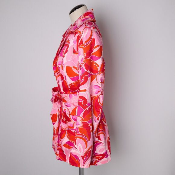 Pierre Cardin Jacket 12 Mod 60s 70s Retro Floral Belted Statement Groovy Artsy - Picture 11 of 14